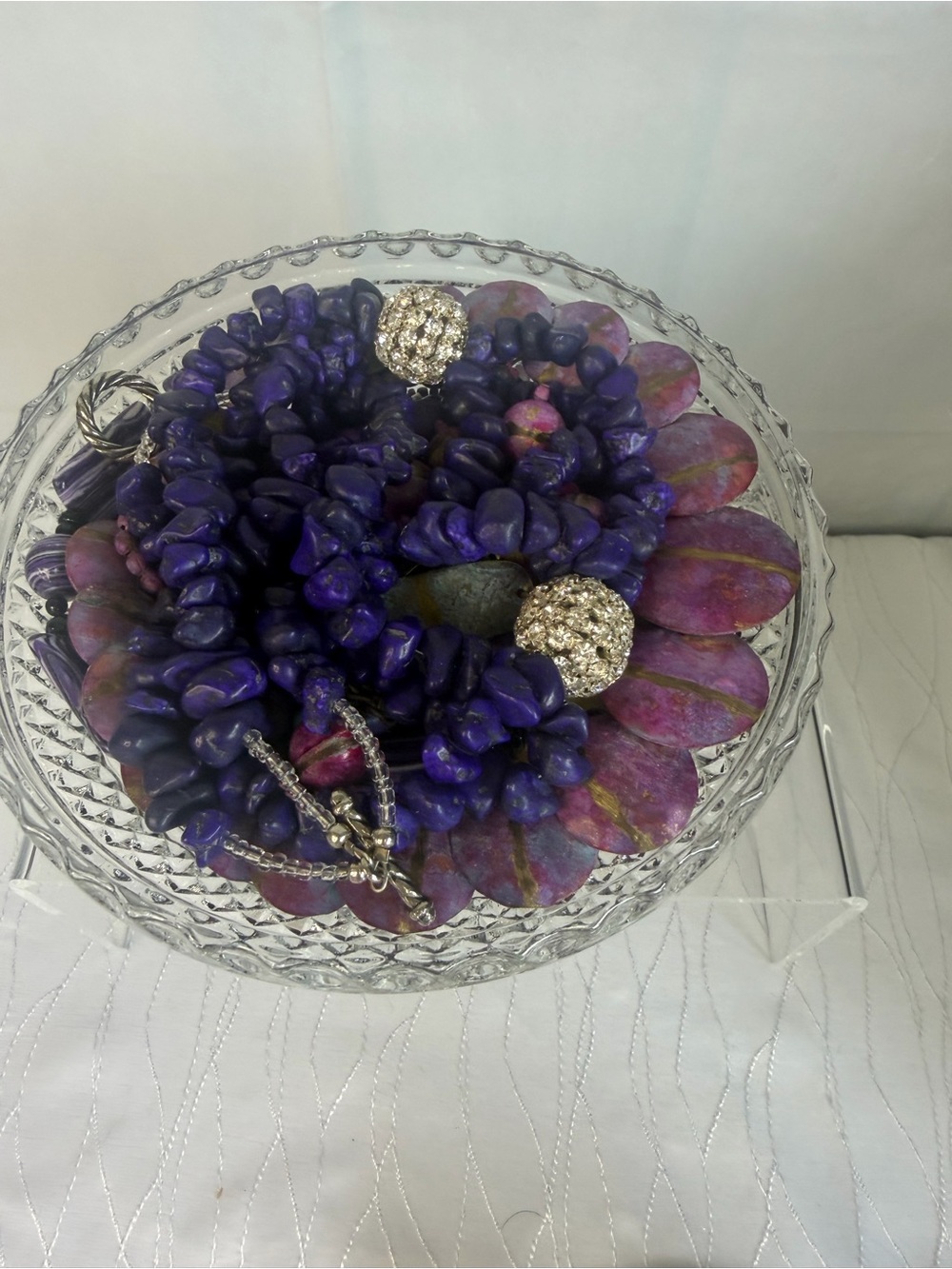 Purple Jewelry Lot of 27 + Vintage Anchor Hocking Wexford Crystal Candy Dish - Picture 11 of 15